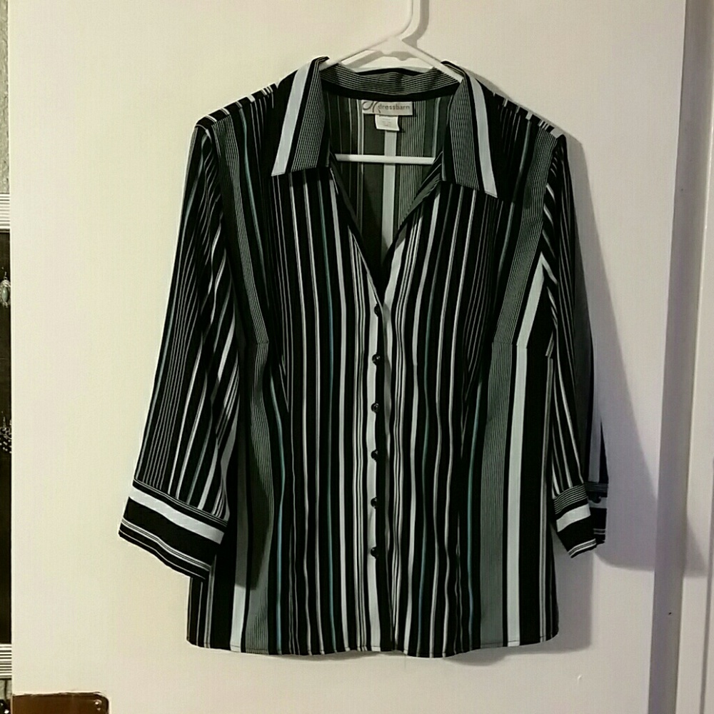 Woman's blue stipe blouses sz L